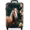 NoBoringSuitcases.com® Valigia a mano Trolley Valigia a rotelle Valigia da viaggio piccola con 4 ruote - Cavallo - Natura - Fiori - Foresta - Animali - Bagaglio da tavolo