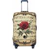 HLBSDM Coprivaligia vintage con note musicali e rose, coprivaligia da viaggio