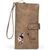 Jeweidea Portafoglio Donna Personalizzato con Nome Lettera Portafoglio Lungo in Pelle PU con Cinturino Carta Contanti ID Moneta Zip Regali per Mamma Moglie Nonna (Marrone)