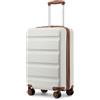 KONO Valigia da cabina 55 cm, piccolo valigie trolley bagaglio a mano per viaggi e affari, leggera rigida serratura TSA, doppie ruote girevoli (Bianco Crema, 55 x 35 x 22 cm)