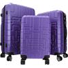 R.Leone Valigia da 1 pezzo Fino a Set 4 Trolley Rigido grande, medio, bagaglio a mano e beauty case 8 ruote in ABS 611 (Set 3 Pezzi S M L, Viola)