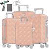 KESSER® Set di 4 valigie da viaggio in ABS, con serratura a combinazione, bilancia e portafoglio, ruote a 360°, bagaglio a mano e grande valigetta per trolley, Grigio