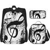 IUBBKI Set di 3 zaini con spartiti musicali, astuccio portapenne, borsa porta pranzo, per uomini, donne, ragazzi e ragazze.