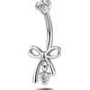 NovaNavel Piercing ombelico fiocco luxury bianco in argento