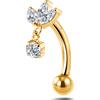 NovaNavel Piercing ombelico floating mini marquise con pendente bianco in oro