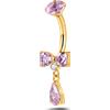 NovaNavel Piercing ombelico mini fiocco rosa e bianco in oro