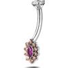 NovaNavel Piercing ombelico mini golden flower ocra e rosso in argento