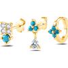 NovaNavel Set orecchini floreale turchese in oro