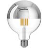 BeBulbs Lampadina LED globo mezza sfera argento G125 (E27, 7W, 650 lm, 2700K, dimmerabile) - Vetro trasparente con cupola metallica - Luce calda antiabbagliamento