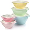 Tupperware Heritage Collection - Set di 5 ciotole + 5 coperchi (10 pezzi) di contenitori per alimenti in colori vintage, lavabili in lavastoviglie e senza BPA