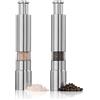 Keweis Set di macinini per sale e pepe in acciaio inossidabile con pulsante a pressione, design moderno, perfetto per pepe nero, sale marino e sale dell'Himalaya