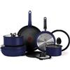 Tefal T-fal L816SE74 Ingenio Essential Colors Set di Pentole, Alluminio, Blu