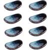 STE-CER Supporto per bacchette in ceramica, poggia bacchette giapponese, supporto per cucchiaio, coltello e forchetta, set di 8 (blu stellato)