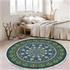 Tomifine Tappeto Soggiorno Rotondo Tappeti con Nappe Antiscivolo Lavabile in Lavatrice in Stile Bohémien con frangia per Cucina Corridoio Camera da Letto (90 cm,Verde)
