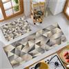 GDJSMIN 2 Pezzi Tappetini Da Cucina,Tappeto Di Triangolo Grigio Beige,Tappeto Passatoia Cucina Lavabile,Resistente All'Olio Durevole Tappetino Zerbino Lavabile,Per Interni, 50×80Cm+50×120Cm