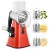 Reemix Grattugia per Formaggio Rotante, Reemix Taglia Verdure Manuale Mandolina per Verdure con 3 Acciaio Inox Pale Tamburo per Cucina Verdure, Patate, Carote, insalate, Manual and Safe Milling (Rosso)