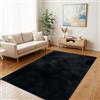 TT Home Tappeto Pelo Lungo Soggiorno Peloso Monocromatico Moderno, Colore: Nero, Dimensione:120x160 cm