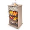 Lupia - Carrello Cucina Multifunzione VINTAGE TILES VINTAGE, Portafrutta Ruote Piroettanti, Piano di Appoggio, tre Cestelli Estraibili in Acciaio, Legno 40X45H85 cm montato