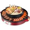 YyanLAK Hot Pot Elettrico, 2200W Hot Pot Stufa, Hot Pot con Grill, Hotpot Pot Electric Grill per Cuocere Bistecche, Frutti di Mare, Carne, Verdure (rosso)