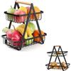 Cyrank Porta Frutta A 2 Piani Da Tavolo, Portafrutta 2 Piani Metallo Nero, Portafrutta A Ripiani Da Tavolo, Fruttiera in Metallo, Moderno cesto frutta, E Verdura Con Cesto Per Cucina(Nero)