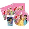 WOOPARTY Kit Compleanno Tavola Principesse 16 Persone (52 Pezzi: 16 Piatti 18cm, 16 Bicchieri 200ml, 20 tovaglioli) in Carta