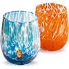 Gocce di Murano 2 Bicchieri Acqua Lavorati Secondo la Tradizione degli Artigiani di Murano, Bicchiere Soffiato e Lavorato a Mano 300 ml - Bicchieri Acqua Vetro Arcobaleno Pioggia
