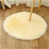 Tomifine Tappeto in Pelle di Agnello, Imitazione Della Pelliccia Tappeti, Morbido e Peloso per Stanza da Letto o Soggiorno Tappeto Soffice o Copertura per Divani e Sedie (80 cm,Beige)
