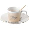 CAPIJIONG Tazza da caffè in ceramica a righe creative con riflessione dinamica e fisica, 240 ml, per ufficio, casa, ristorante, caffetteria, cavallo, oro