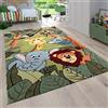 Paco Home Tappeto per cameretta per bambini a pelo corto con animali e motivi tropicali, Dimensione:80x150 cm, Colore:Verde