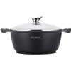 Royalty Line RL-BS26M Pentola con rivestimento antiaderente, coperchio in vetro, induzione, 26 cm, Nero