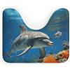 DWVSFJM Tappeto da bagno blu a forma di U con delfini, 40,6 x 50,8 cm, assorbente, ad asciugatura rapida, antiscivolo, facile da pulire, per vasca da bagno e lavandino