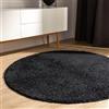 benuta Basic Tappeto salotto a pelo alto Sohari - Nero 200 cm Rotondo - Minimalista - Morbido lavabile - Camera letto, corridoio, sala pranzo, soggiorno - Pavimento riscaldato