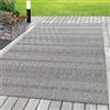 SIMPEX Passatoia Indoor & Outdoor 80x150 cm, resistente alle intemperie, design Boho Ethno moderno grigio e crema, tappeto piatto per terrazza, balcone, cucina e soggiorno