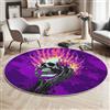 ZISTRCBAO Teschio Fiammeggiante Tappeto Rotondo 60cm, Gotico Tappeto Rotondo per Soggiorno, Viola Tappeti Morbido Lavabile Antiscivolo per Camera Da Letto Soggiorno Corridoio