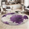 ZISTRCBAO Crisantemo Viola Tappeto Rotondo 160cm, Acquerello Floreale Antiscivolo Morbido Tappeto, Viola Lavabile Tappeti Rotondo per Decorativo Soggiorno Camera Da Letto Cucina Casa Zona Balcone Tavolino
