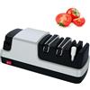 HAZARA Affilacoltelli Elettrico, 4 in 1 Affilacoltelli Professionale Elettrico, Con Abrasivi Diamantati Al 100% E Guide Angolari Di Precisione Affilacoltelli Manuale,Silver