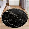 ZISTRCBAO Marmo Nero Oro Tappeti Para Dormitorio, Moderno Semplice Morbido Antiscivolo Tappeto Rotondo, Nero Tappeto Rotondo per Cucina Casa Zona Balcone Tappet Tavolino, 160cm