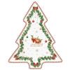 Easy Life Piatto natalizio a forma di abete in porcellana con slitta di Babbo Natale 20.5x25.5 cm