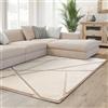 Interiyou Tappeto soggiorno Verona - 200x300 cm Crema/Beige - Pelo alto con effetto 3D - Motivo geometrico - Interni - Facile da pulire