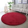 Teppium Tappeto rotondo in pelliccia sintetica per soggiorno, monocolore, in stile moderno, lavabile, antiscivolo, con altezza del pelo di 20 mm Misurare: 200 cm Rund Colore: Rosso