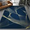 Generic Tappeto 160 X 230 Cm Astratto Linee Dorate Curve Grande Per Soggiorno, Sala Da Pranzo E Camera Da Letto - Tappeto Pelo Corto Morbido E Lussuoso, Antiscivolo E Facile Da Pulire Oro Blu