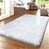 TT Home Tappeto Pelo Lungo Salotto Shaggy Pastello Monocolore Moderno Filato Soffice, Colore:Bianco, Dimensione:80x150 cm