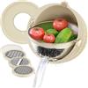 UTTKOJ Set scolapasta con coperchio, ciotola per mescolare e 3 accessori per grattugia, colore beige
