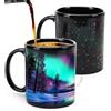 Syzplnwy Northern Lights Magic Mug, Aurora Borealis, tazza in ceramica che cambia colore, design attivato dal calore, idea regalo, 350 ml