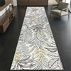 CARPETIA Tappeto a pelo corto per corridoio, soggiorno, camera da letto, design a foglie con finitura lucida, moderno, resistente, crema, 80 x 300 cm