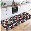 Siunwdiy Tappeto passatoia antiscivolo 1 Metri per corridoio patchwork grigio Nero, rosso al metro lavabile per camera da letto corridoio lungo lunghezza regolabile,140X360CM