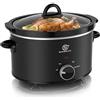 SUPERLEX Slow Cooker - Pentola elettrica in ceramica con coperchio in vetro, con funzione di mantenimento in caldo, risparmio energetico, lavabile in lavastoviglie, ideale per stufato, zuppa, carne