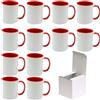 AL PRODUCTION Set Tazze per Sublimazione in Ceramica Bianca 330ml - Tazza Mug di Categoria AAA inclusa di Scatola per Gadget e Personalizzazioni - Made in Italy (Rosso, 12 Unità)