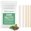 ecodrinks - 2000 Palette Caffè Monouso - Bastoncini di Legno di Betulla IDEALI PER CAFFE', Biodegradabili per Bar e Casa - Ecologiche e Resistenti - Imbustate Singolarmente, 9 cm
