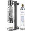 Aquafloow Macchina Soda per Acqua Frizzante in Acciaio Inox - Gasatore d'Acqua a Controllo Manuale con CO₂ Ricaricabile, Bombola fino a 60 Litri, Bottiglia in Plastica Senza BPA con Base Inox